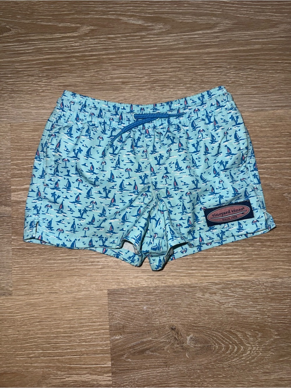 Vineyard Vines 6-12 M Light Blue Sailboat Swim Shorts